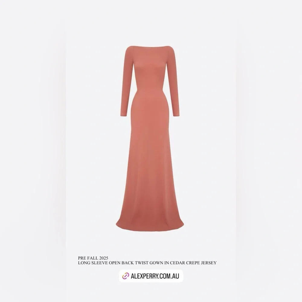 Alex Perry open-back twrist cedar crape jersey long-sleeve Gown dress US4 $3,043 - Picture 5 of 11